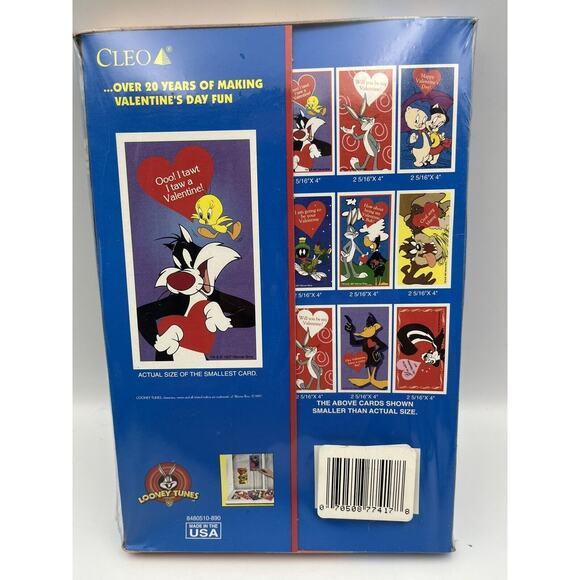 Vintage 1997 LOONEY TUNES 32 Valentines DAY CARDS Sylvester Stickers Made In USA - Picture 2 of 5